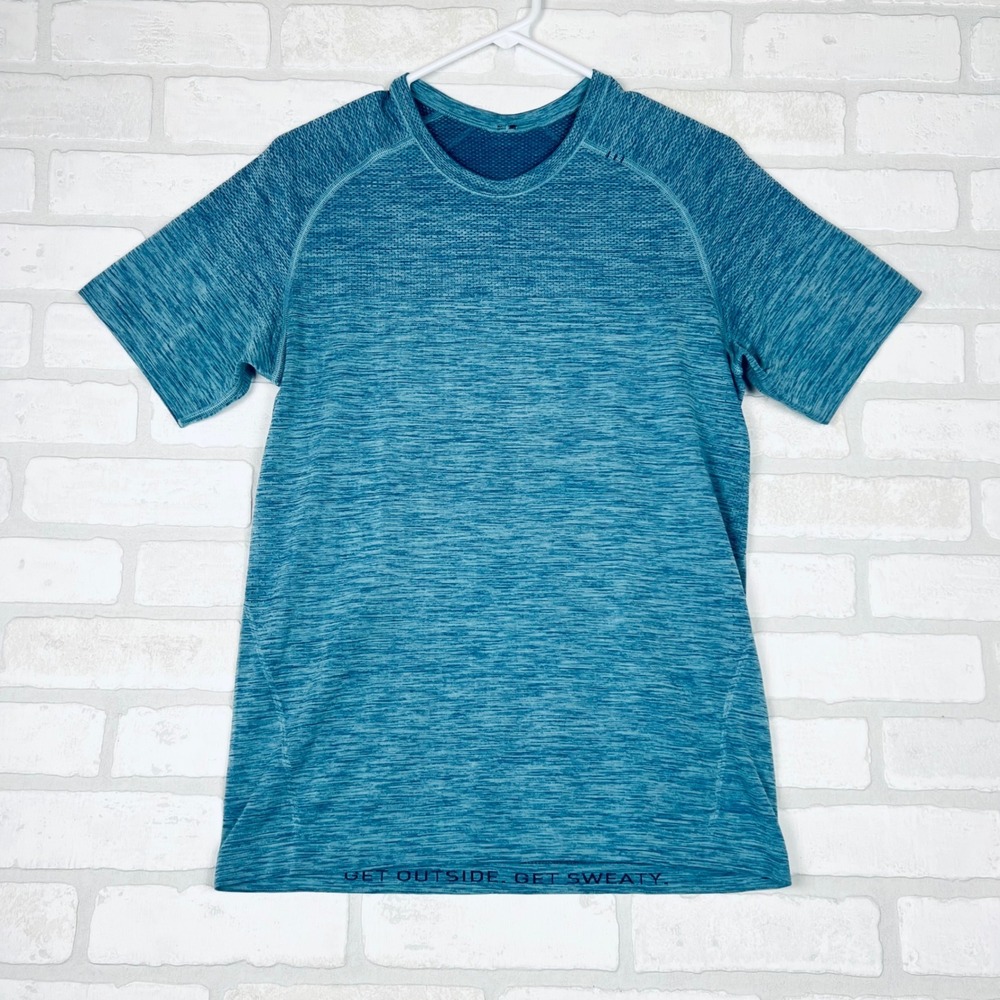 Lululemon Mens Metal Vent Tech Short Sleeve Shirt Teal Blue Heather Size S